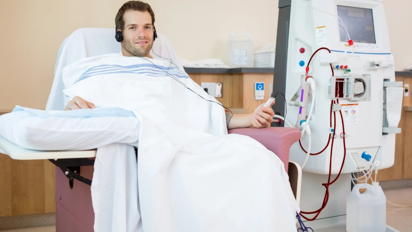 Patient receiving home hemodialysis treatment in Lahore